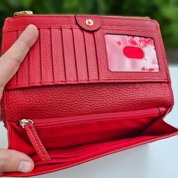 Dooney & Bourke Red Pebble Leather Wallet Clutch Pre-owned - Picture 7 of 8